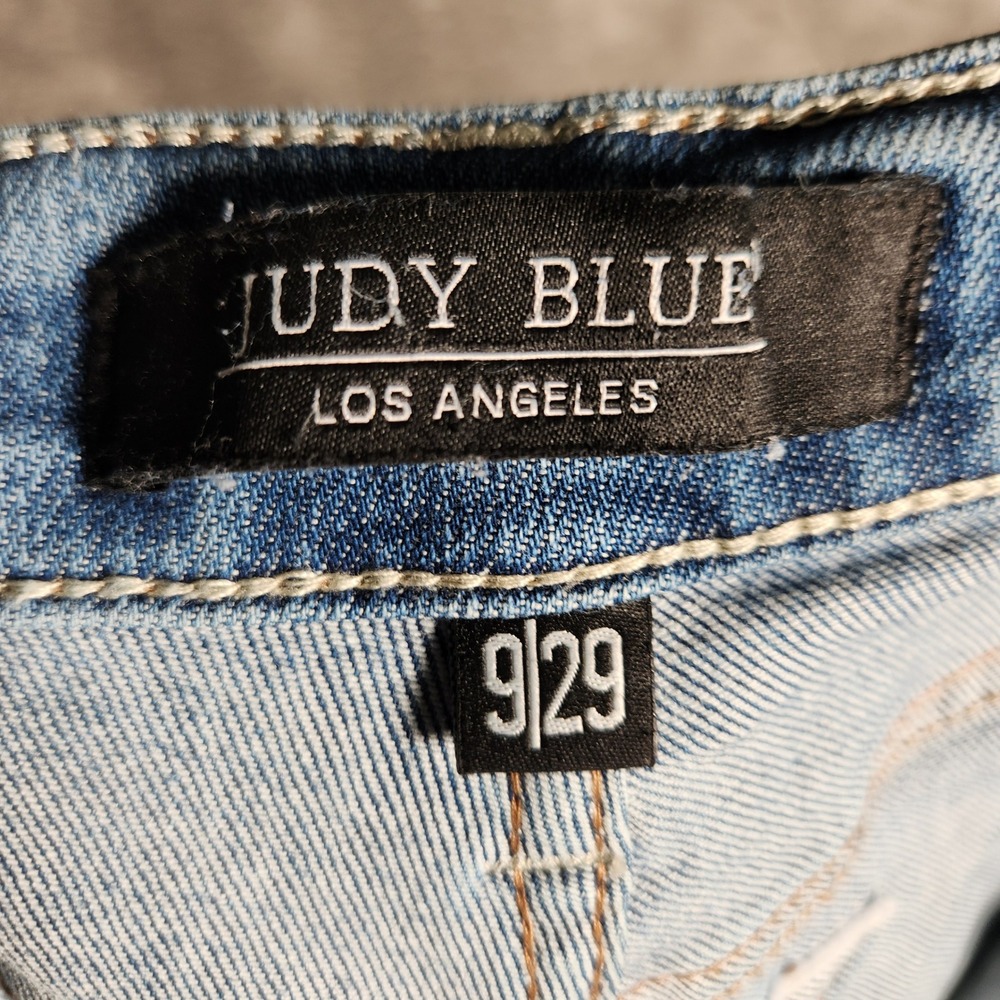 Judy Blue Straight Jeans Womens 9/29 Blue Excellent Distressed High Rise - Picture 7 of 14